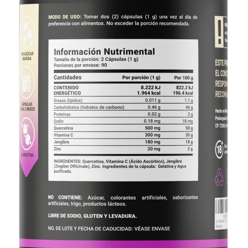 Quercetina D + Vitamina C B-Life | 180 Cápsulas |