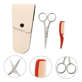 Stainless Steel Eyebrow Scissors Set with Comb 2-Piece Beard Trimming Kit for Men Precision Scissors for Nose Hair and Facial Hair for Grooming and Personal Care