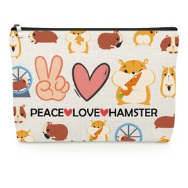 Gevody Hamster Gifts for Women Hamster Lover Makeup Bag Inspirational Gifts for Her Daughter Pet Mom Owner Animal Lover Cosmetic Bag Graduation Christmas Birthday Present for Best Friend Travel Pouch