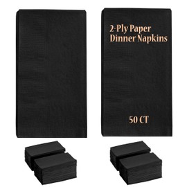 2 Ply Black Dinner Napkins - Pack of 50ct