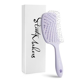 START MAKERS Cepillo para el cabello, cepillo desenredante profesional para cabello rizado, lacio y grueso, mujeres, hombres, cepillo de pala ancha, cepillo desenredante curvo, lavanda púrpura.