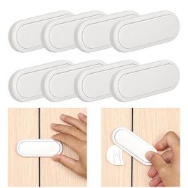 8 Cerraduras de Seguridad para Niños, Cerraduras de Seguridad para Niños para Gabinetes y Cajones, Cerraduras Antipellizco para Bebés, Cerraduras de Gabinetes Anti-cajones con Cinta Fuerte para Refrigerador, Cajones, Gabinetes, Puertas - Blanco