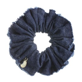 VINGTAINE HS-95-IG Denim Fringe Scrunchie Hair Accessories, Indigo