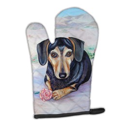 Caroline's Treasures 7076OVMT Black and Cream Dachshund Oven Mitt Heat Resistant Thick Oven Mitt for Hot Pans and Oven, Kitchen Mitt Protect Hands, Cooking Baking Glove