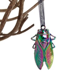 Enchanted Leaves- Cicada Ornament | Large Iridescent Rainbow Insect Ornament | Magic Colorful Cicada | Big Bug Gift Tag