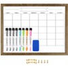 TORASO Dry Erase Whiteboard Monthly Calendar Board, 13"x 17" Solid Pine Wood Frame, Magnetic White Board for Office,School,Home, Hanging Board for Decoration Kitchen Grocery List (YL-RB-3343-B+1)