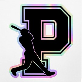 Holographic Decal Stickers of P Letter Baseball Premium Waterproof Vinyl Decal Stickers for Laptop Phone Accessory Helmet Car Window Mug Tuber Cup Door Wall Decoration ANDVER3e8224aHO
