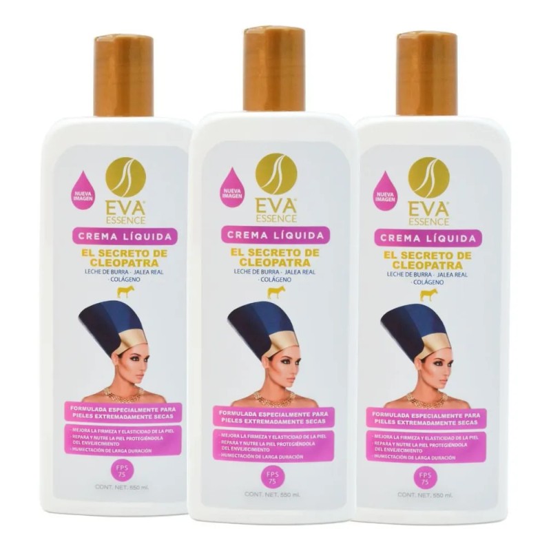 Kit 3 Cremas Corporales Eva Essence Leche De Burra 550ml