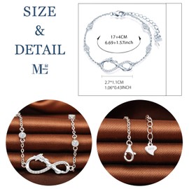 MicLee Woman's girl's Bracelet, 925 Sterling Silver bracelet, Lucky Dragon and infinity symbol bracelet, Inlaid with zircon, adjustable chain, Unique design animal bracelet, silver