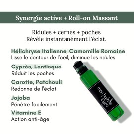 LAB ESSENTIEL - Contour des yeux EYES - Soin complet 3 en 1- Lisse et Réduit les Cernes et Poches - Anti Rides - Sensation Effet Froid grâce à sa bille Roll-On - LES HUILETTES