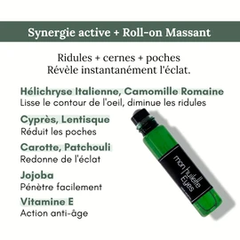 LAB ESSENTIEL - Contour des yeux EYES - Soin complet 3 en 1- Lisse et Réduit les Cernes et Poches - Anti Rides - Sensation Effet Froid grâce à sa bille Roll-On - LES HUILETTES