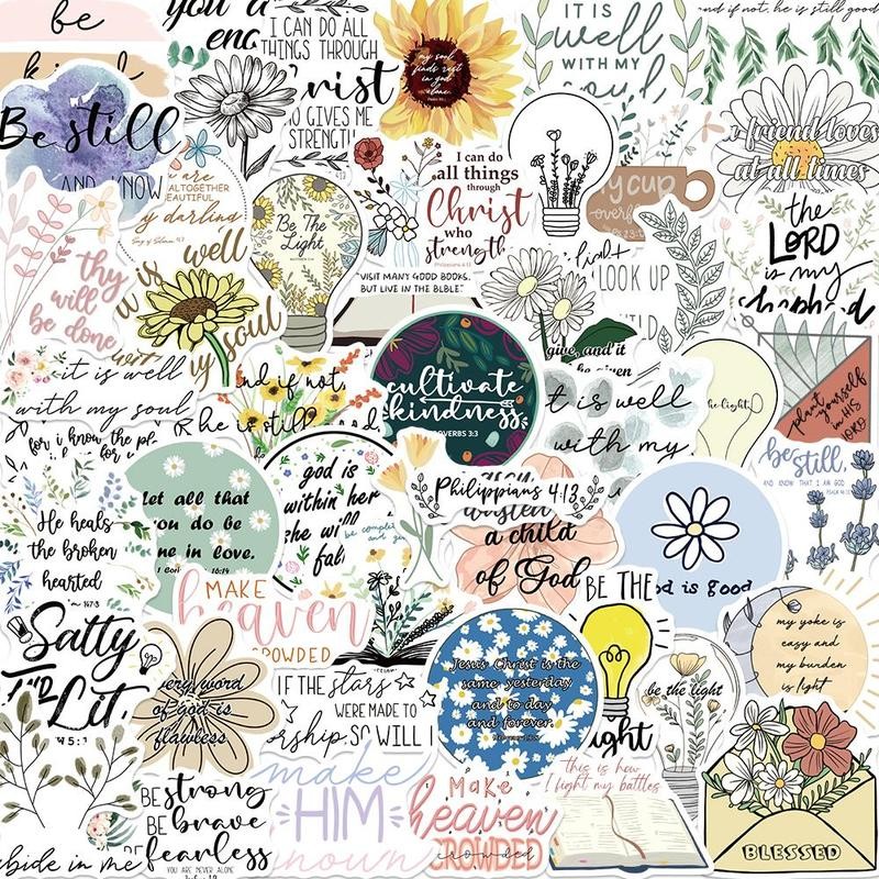 Bible Verse Sticker, 50pcs/set Creative Bible Verse Stickers, DIY Decorative