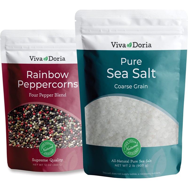 Viva Doria Rainbow Peppercorns Blend, 12 Oz and Pure Sea