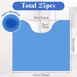 25 Pcs Disposable Toilet Commode Mat Deodorizing Toilet Mats Potty Training Floor Mat Non Slip U Shaped Contour Incontinence Pads Toilet Training Rug for Kids Bathrooms Floor (Absorbent Fabric)