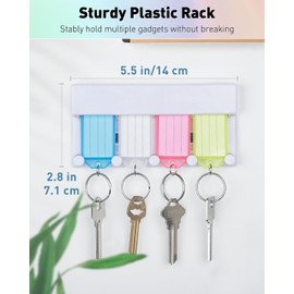 Uniclife Key Tag Rack Slot Style Key Storage Rack Plastic Wall Mounted Key Holder Organizer with Transparent Key Tags Identifiers in 4 Assorted Colors