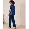 Ekouaer Satin Womens Pyjamas Sets Loungewear with Drawstring Cosy Nightwear