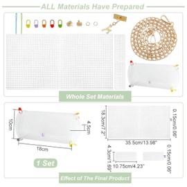 WADORN DIY Knitting Crochet Bags Kit, Acrylic Yarns Weaving Bag Making Materials Blank Mesh Plastic Canvas Sheets for Embroidery Cross Stitch DIY Women Handmade Bag Making Accessories, 7.2x4.2 Inch