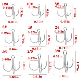 Cajoauis Fishing Treble Hooks High Carbon Steel Treble Hooks Super Sharp Solid Triple Barbed  (Silver, 12#-80pcs)