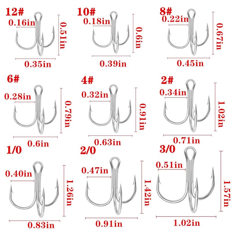 Cajoauis Fishing Treble Hooks High Carbon Steel Treble Hooks Super Sharp
