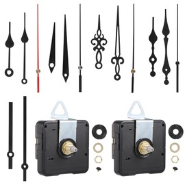 sdhiiolp Set of 2 Quartz Clock Movements for Wall Clock with 5 Different Pairs of Hands Long Shaft Movement Set with High Torque Silent Clock Movement Mechanism DIY Clock Wall Clock Replacement