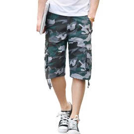 CANASOUR Pantalones cortos de sarga para hombre al aire libre, Camuflaje azul, 38