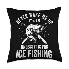Ice Fishing Reel and Rod Combon Ice Fisher Essentials Fisherman Lure Ice Fishing Hole Throw Pillow, 18x18, Multicolor
