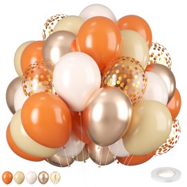 Fall Balloons Set: 12 Inch Orange, Champagne, Gold Metallic Balloons for Thanksgiving, Autumn, Birthday Parties
