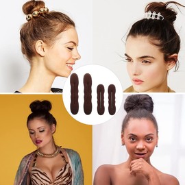 CUHZA Pack of 4 Magic Hair Bun Maker, Upgraded Hair Holder, Sponge Clips, Hair Styling Doughnut Bun Hair Twist Curler Donut Tools, 2 Large and 2 Small (Brown)