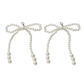 YANHUILAY Shoe Earrings, Set of 2, Shoe Charm, 3D, Ribbon, Pearl, Bowknots, Shoe Accessories, Cute, Stylish, Korean Style, Sneakers Accessories, Shoe Decoration, Shoe Decoration (Style 3), Resin,