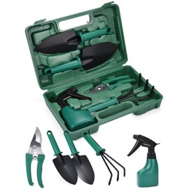 2wayz Garden Tool Set - 5-Piece Durable Gardening Hand Tools - 3x12x7-inch Gardening Kit with Portable Box and Carrying Case - Small Garden Planting and Essentials Tools - Gift for Garden Lovers