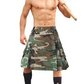 OCANXUE Kilt for Men Camo Utility Kilt Waterproof Tactical Kilt Irish Scottish Kilts with 4 Pockets Jungle Camo 38