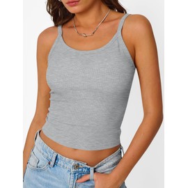 SUNBS Womens Ribbed Tank Tops Camisole Summer Fashion Sleeveless Workout Basic Soft 3 Pack Tees Shirts Going Out Gym Spring Clothes 2025 GreyWhiteBlack L