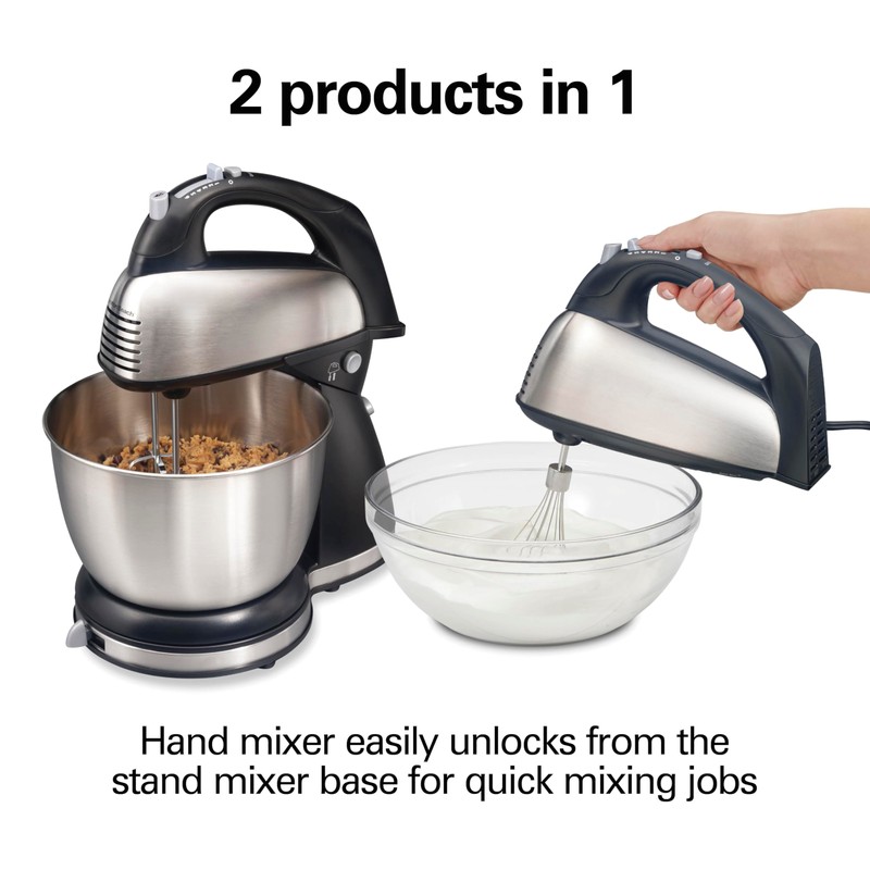 Hamilton Beach Classic Stand and Hand Mixer, 4 Quarts, 6