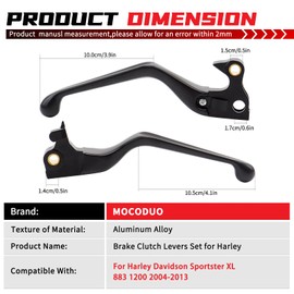 MOCODUO Motorcycle Brake Clutch Levers Hand Lever Set for Harley Sportster XL 883 1200 Control Hand Lever Replacement Accessories Parts 2004-2013 Black