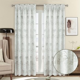 VOGOL Cloud Pattern Sheer Curtains for Farmhouse, Country Style Smooth Textured Drapes for Office, 2 Panels Not See Through Privacy Window Gauze for Cafe, 52 x 84 Inch