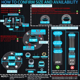iBroPrat 2 Sets 3500lb Trailer Hub Kit 5 Bolt 4.5, Trailer Axle Kit for 3500 lb 5 Lug Diameter 6.34" Trailer Hub with L44649(I.D 1-1/16'') L68149(I.D 1-3/8'') Bearing Extra Dust Cap and Rubber Plug