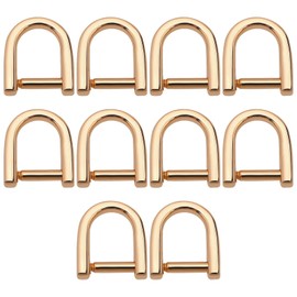 Briny River 10PCS Zipper Screw D-Ring 1.29x1.46cm Inner Diameter 0.9cm Screw in D-Rings for DIY Crafts Leathercrafts Accessories Keychain Purse Bag Gold