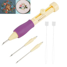 Embroidery Needle Punch Kit Tool, with 3 Sizes Needle Pen for DIY Craft (Yellow + Purple)