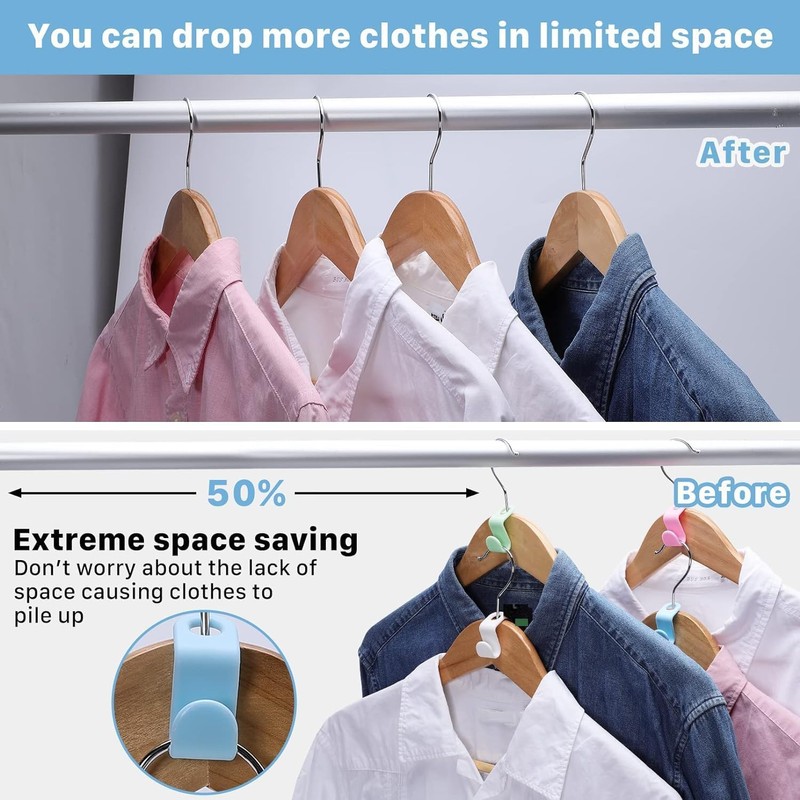 Space Saving Connection Hook, 40Pcs Space Saving Hanger Hook Connector