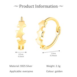 VIKILEE Earrings for girl 925 Sterling Silver womens Earrings Irregular Wave Shape Half Circle Star Ear Buckle Hypoallergenic