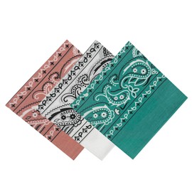 EVERY-VILLE Where EVERYone is Welcome 3 Pack Pink Teal White Bandana for Women Men Gift Packaging - Cowgirl Cowboy Accessories Scarf Headband Neckerchief - Paisley Hair Face Covering