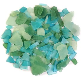 Ocefeiyue Green and Sea Blue Sea Glass Seaglass Broken Pieces for Beach Party Decoration,Aquarium,Home Vase Fillers,Crafts,2 LB