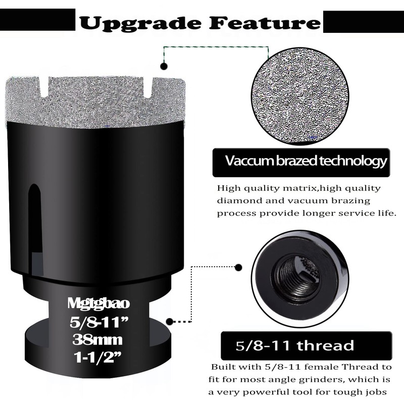 Mgtgbao 3pcs 1/2"(12mm) Dry Diamond Core Drill Bits, Vacuum Brazed