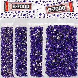 b-7000 Glue for 30200Pcs Purple Rhinestones Flatback for Crafts Clothes, Dark Purple Gems Flat Back Rhinestones for Clothing Fabric Shoes Tumblers, Deep Velvet Purple Crystals Gemstones Bulk ss6-ss20