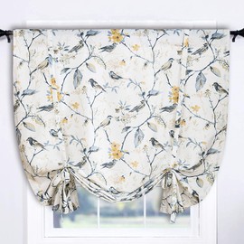 Leeva - Cortina de cortinas grises con amarre para sala de estar, elegante cortina de tratamiento de ventana para comedor oficina, 42 x 63 pulgadas, un panel