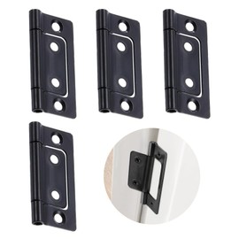 Wjelet 4 Pcs 2x1 Inch Door Hinges, Non-Mortise No Noise Bifold Door Hinges, Butt Hinges for Cabinet, Furniture, Window, Wardrobe, Timber Door Hinge, Black