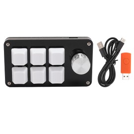 Mini 6 Key Keypad with Knob Custom Programming Hot Swappable Blue Switch One Handed Macro Mechanical Keyboard for Gaming