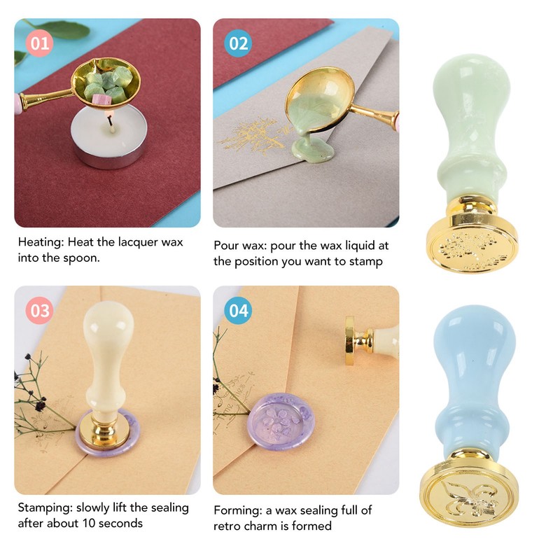 Wax Sealing Stamp Kit Clear Pattern Delicate Wax Detachable Handle