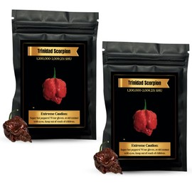 Hot Trinidad Scorpion Peppers, Dried Whole Pods, Super Hot 1,500,000+ SHU, For Cooking (10 Per Pack), 2 Pack
