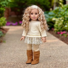 DreamWorld Collections - Romantic Melody - 3 Piece Outfit - Tunic, Leggings and Boots - Clothes Fits 18 Inch Doll (Doll Not Included)